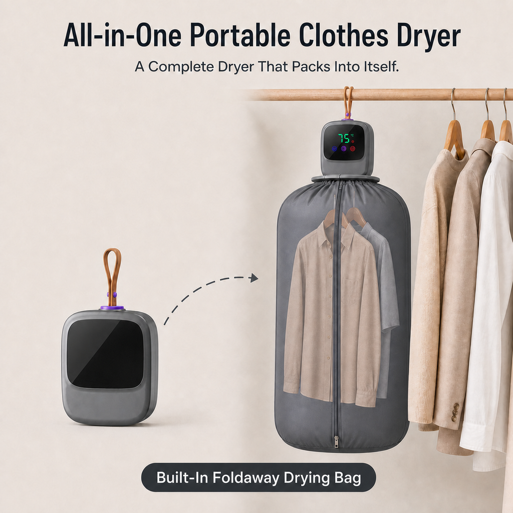SYLFLARE Portable Clothes Dryer with Foldable Drying Bag – 450W Compact Travel Dryer