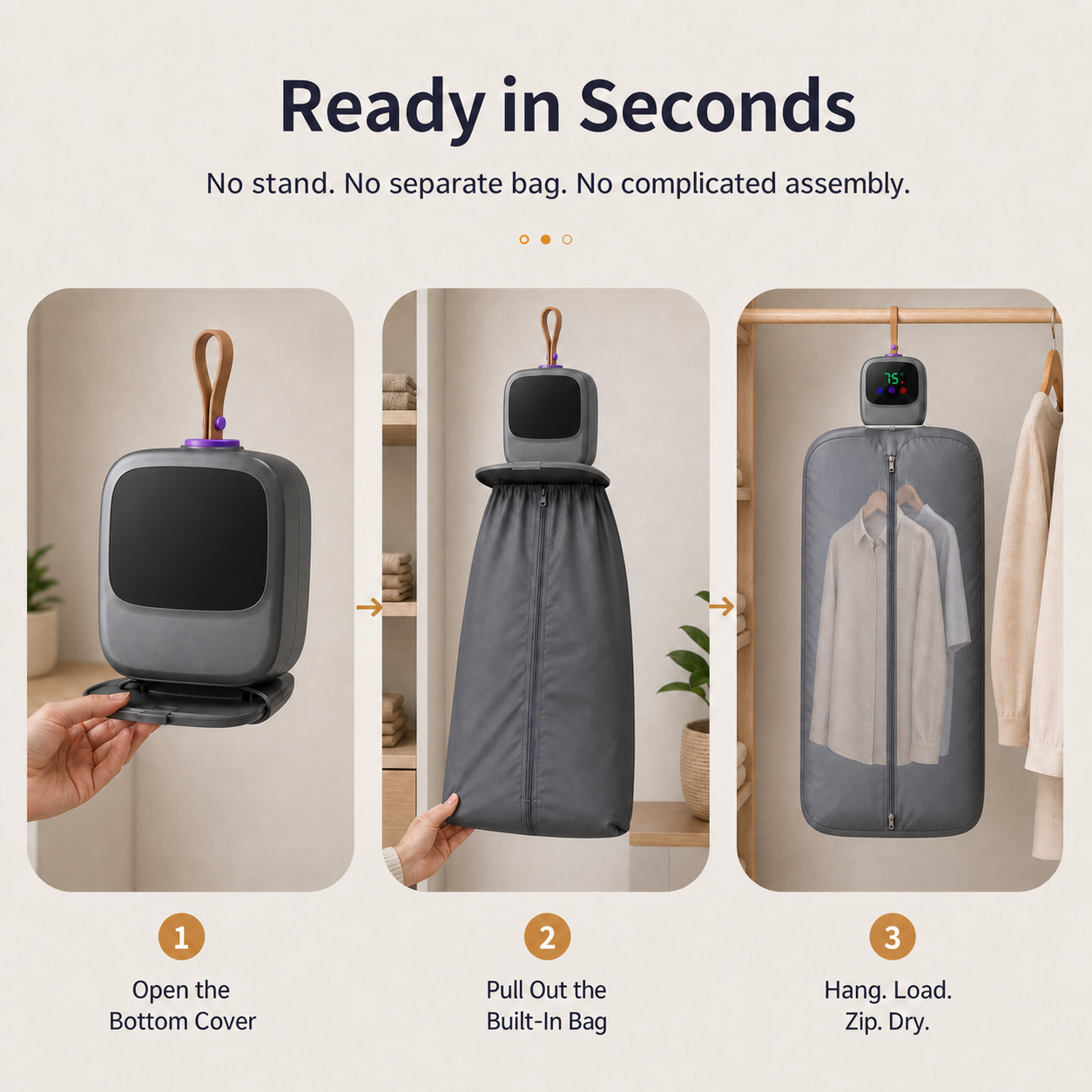 SYLFLARE Portable Clothes Dryer with Foldable Drying Bag – 450W Compact Travel Dryer