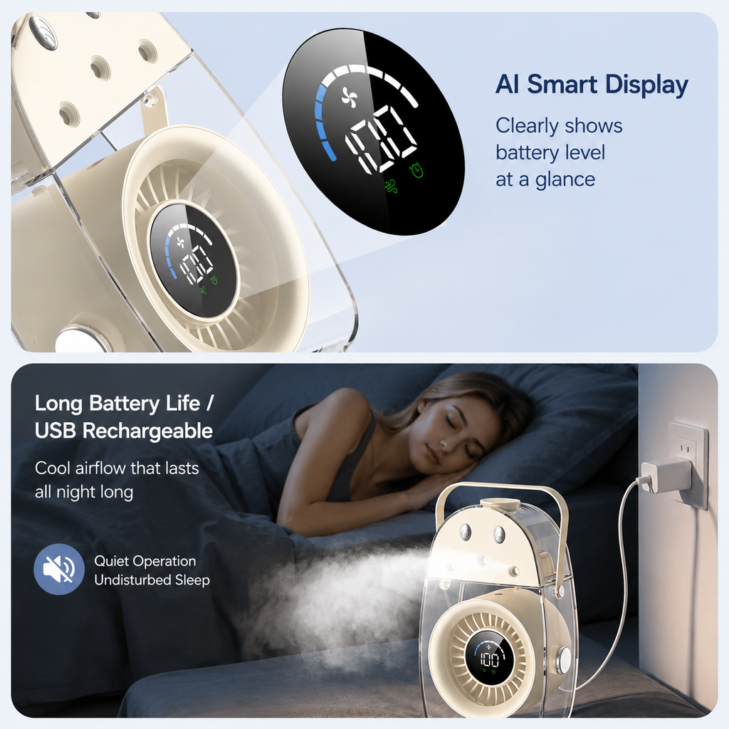 SYLFLARE Portable Ice Mist Cooling Fan with Humidifier