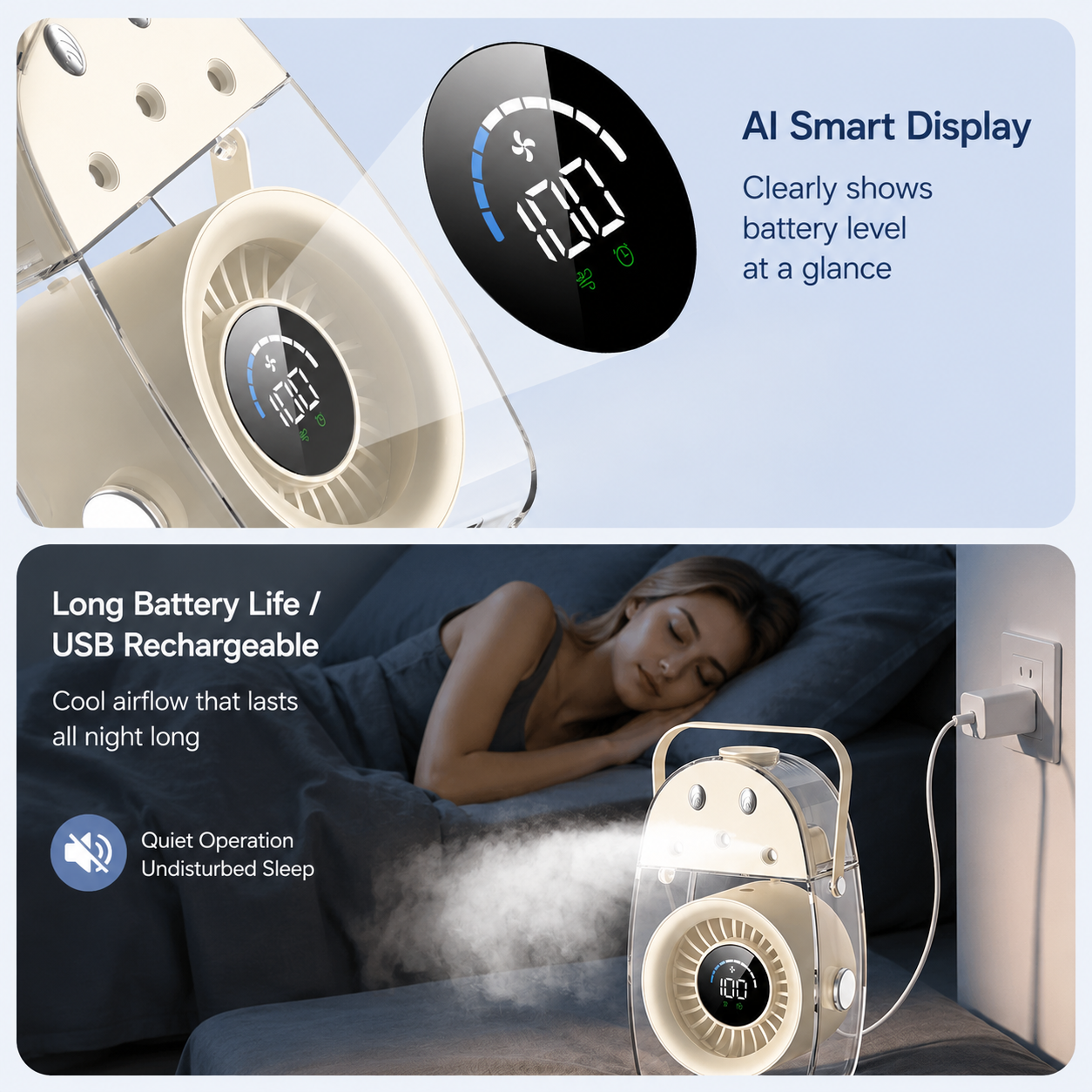 SYLFLARE Portable Ice Mist Cooling Fan with Humidifier