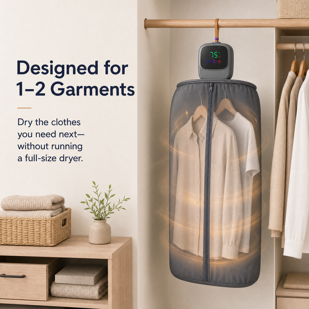 SYLFLARE Portable Clothes Dryer with Foldable Drying Bag – 450W Compact Travel Dryer