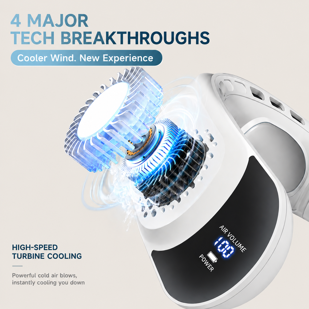 SYLFLARE Rechargeable Neck Fan – 3-Speed 4000mAh Hands-Free Personal Fan