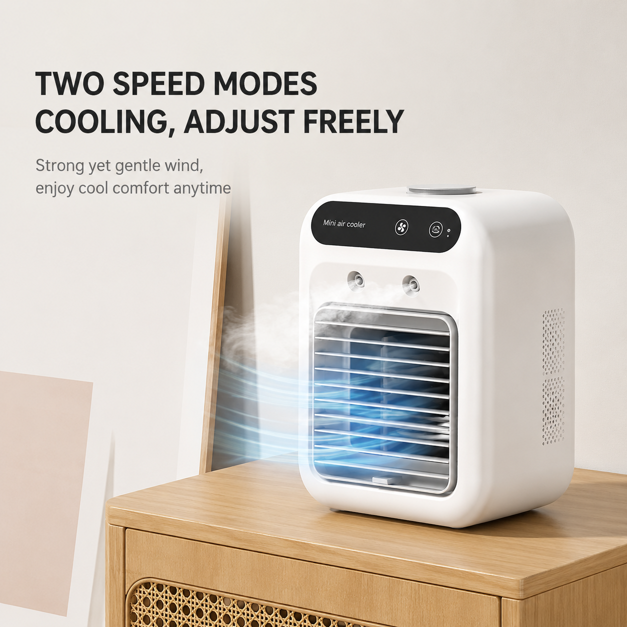 SYLFLARE Portable Evaporative Air Cooler with Mist – 5-Speed USB Rechargeable Desktop Fan